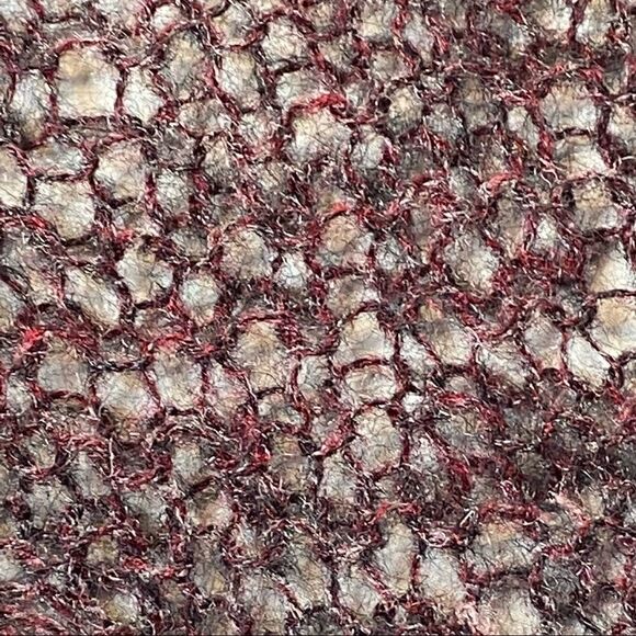 Hand knit burgundy and gray mohair triangle scarf size 78” X 23” - Picture 6 of 13